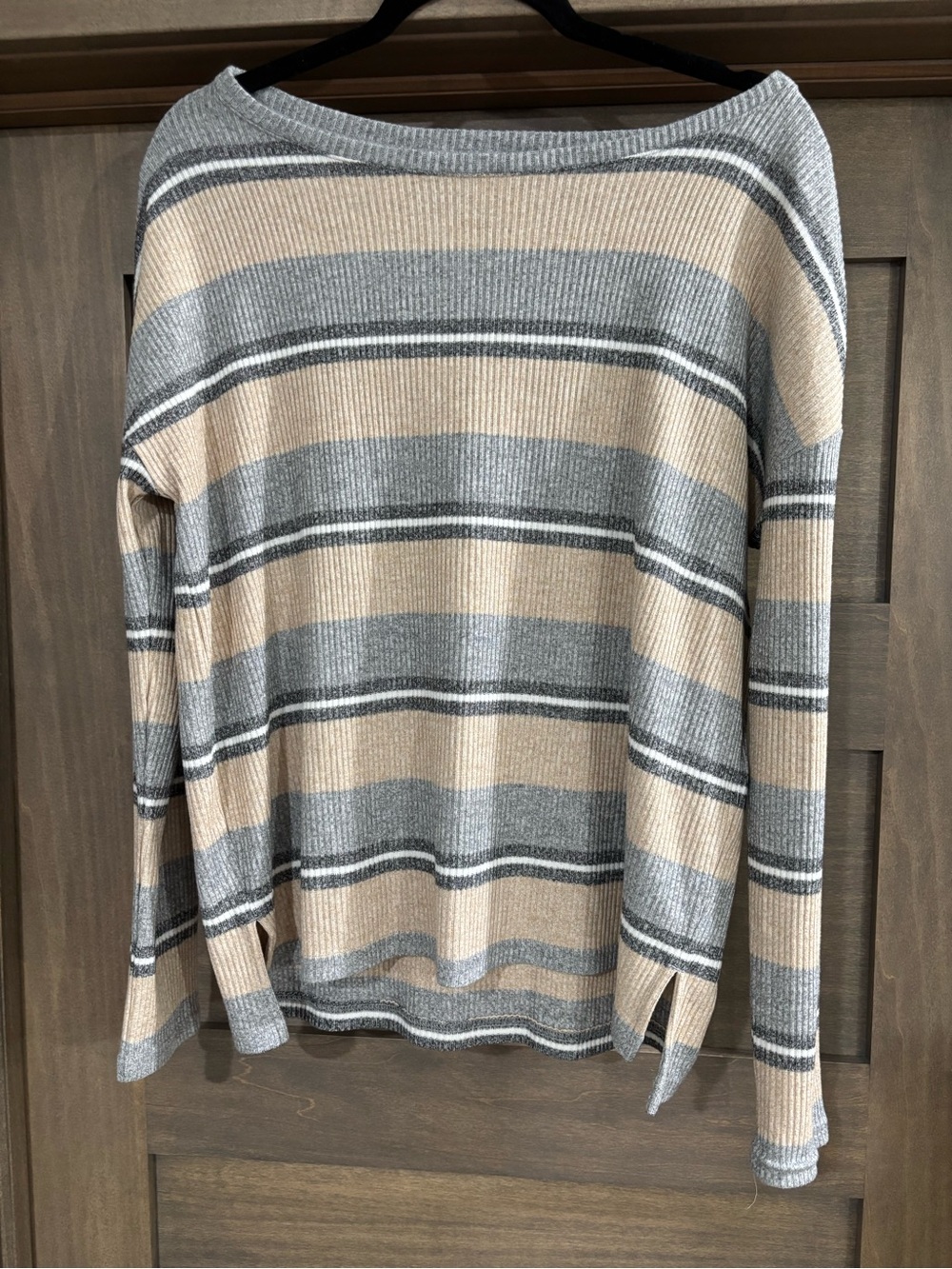 Banana Republic Striped Crewneck Sweater in Gray and Beige